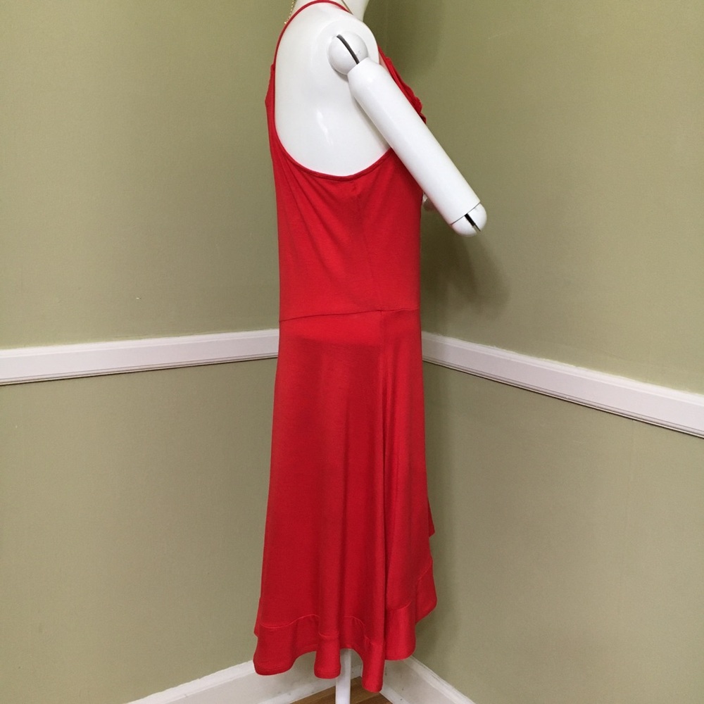 JW Sleeveless Wrap Red Ruffle Dress, sz L - Picture 5 of 8